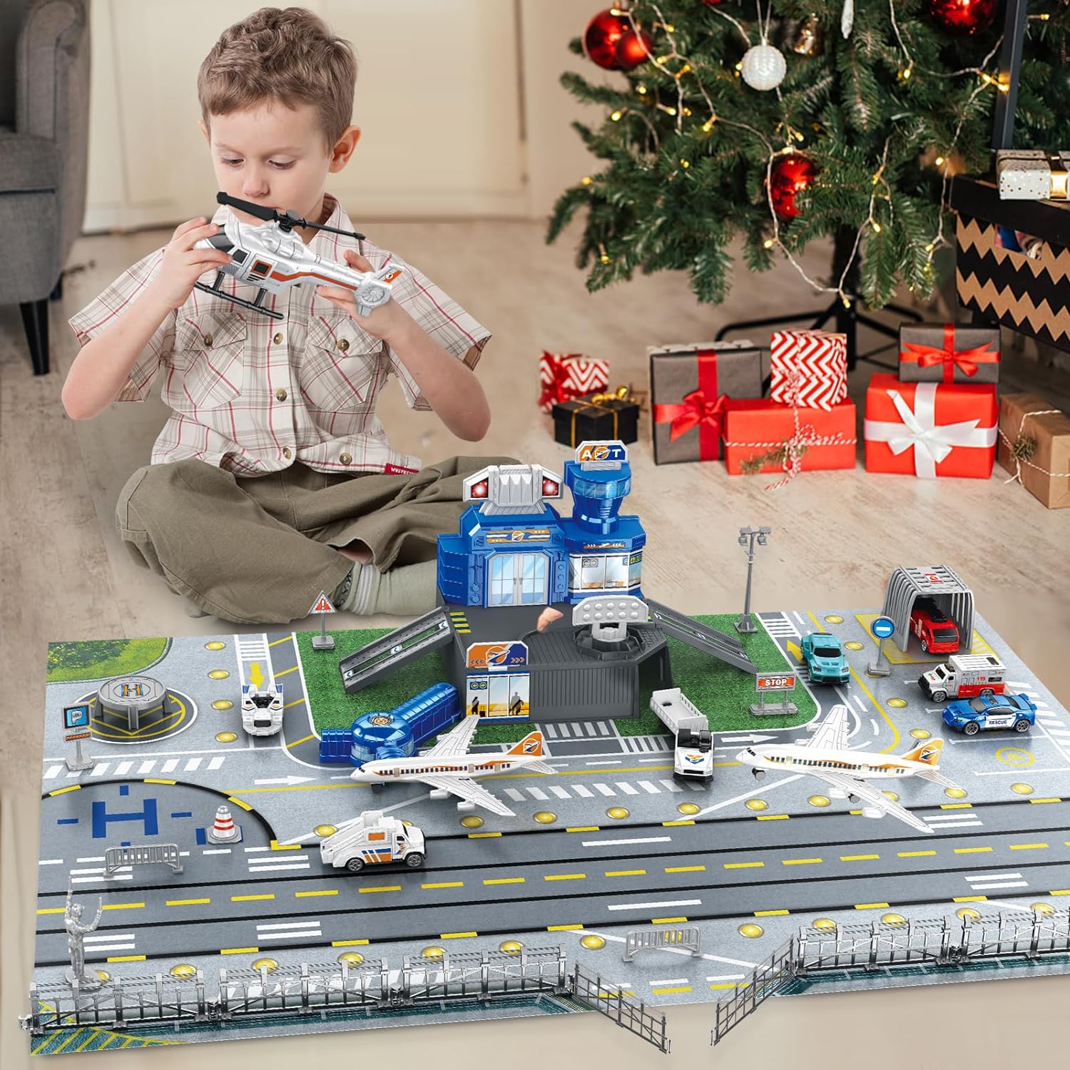 Children's Airport Scene Toy S - đánh giá và giá Kids Toys Helicopter