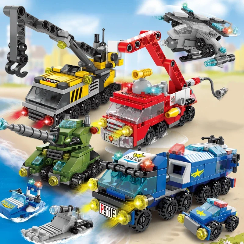 City Fire Car Building Blocks  - đánh giá và giá Kids Toys Helicopter